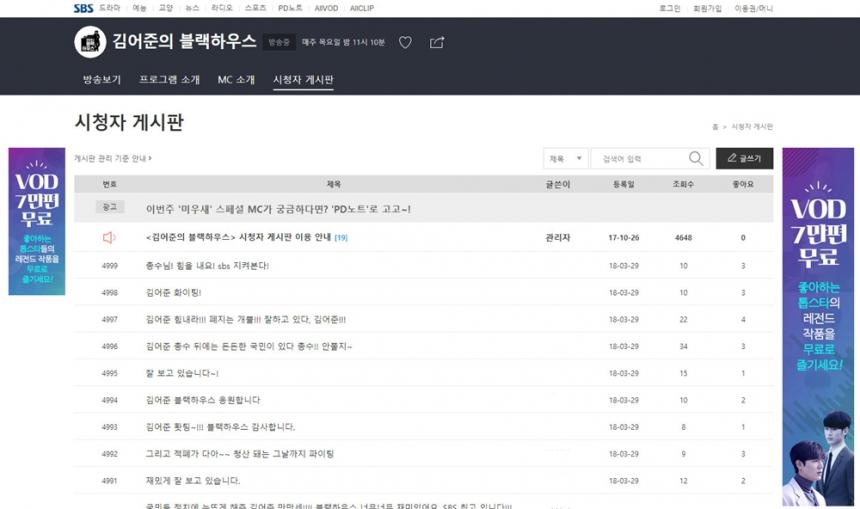SBS ‘김어준의 블랙하우스’ 시청자 게시판