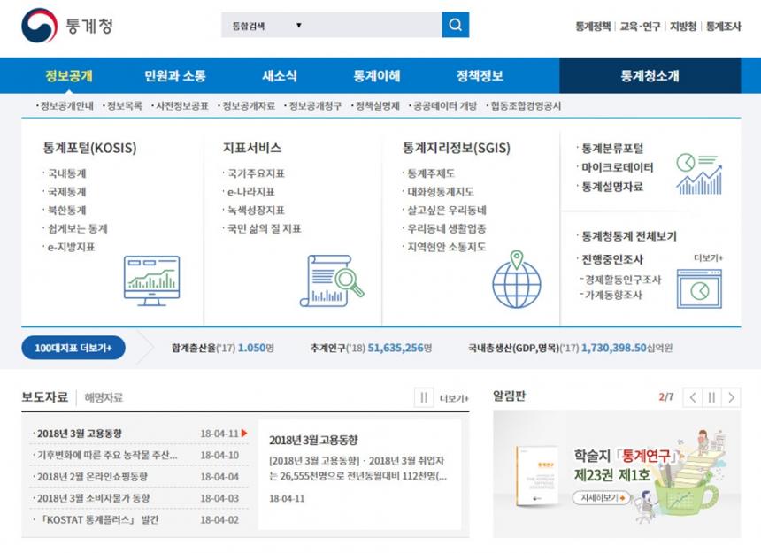 통계청 홈페이지