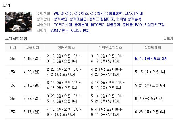 토익 일정 / 네이버