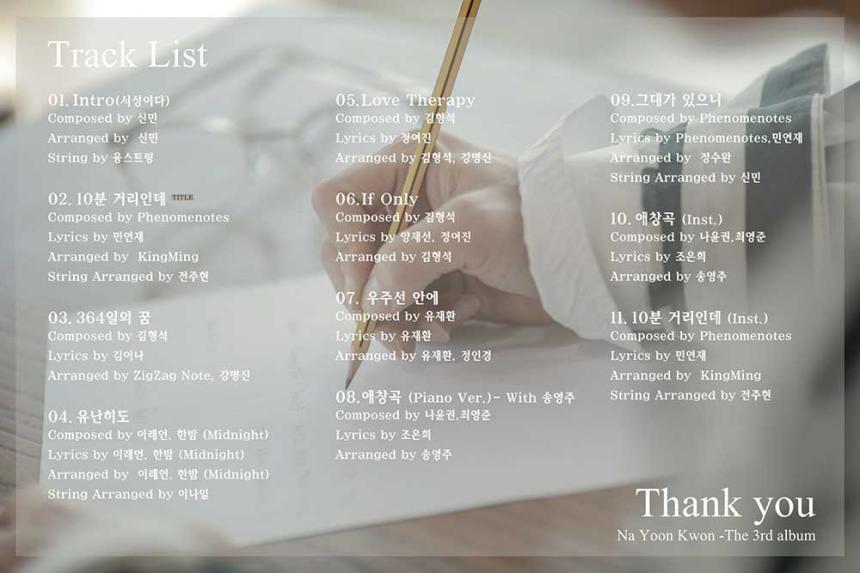 나윤권 정규 3집 ‘Thank You’ 트랙리스트