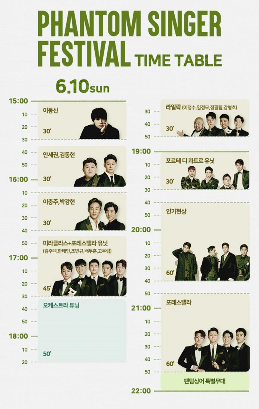 ‘팬텀싱어 페스티벌’ 10일 타임테이블 / JTBC