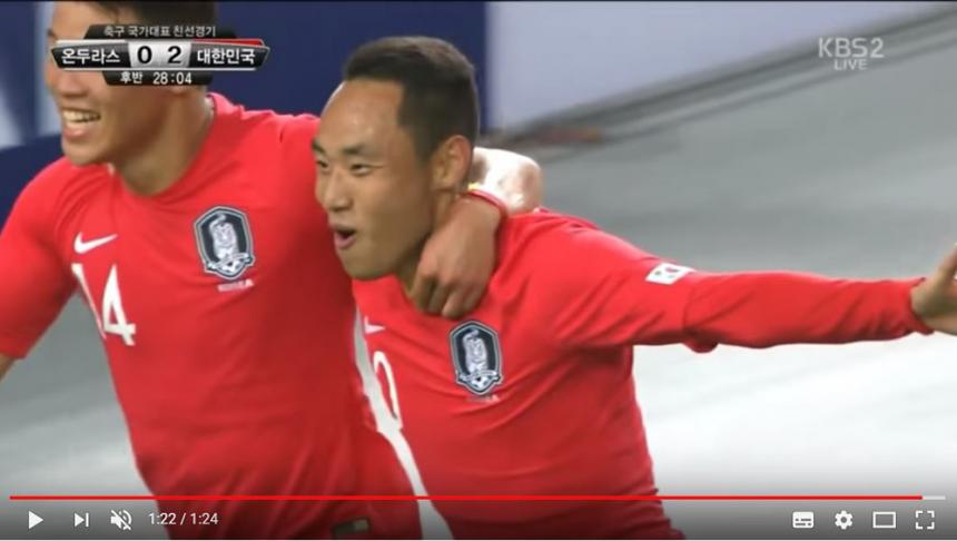 KBS2 한국-온두라스 축구 국가대표팀 평가전 영상 캡처