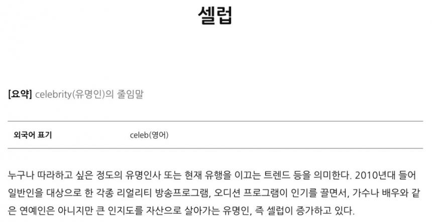 셀럽 뜻 / 시사상식사전