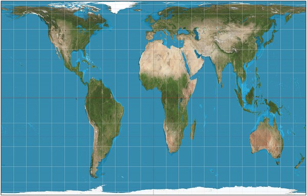 피터스 도법(Gall-Peters projection) 지도