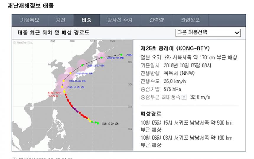 콩레이 이동경로/ 네이버