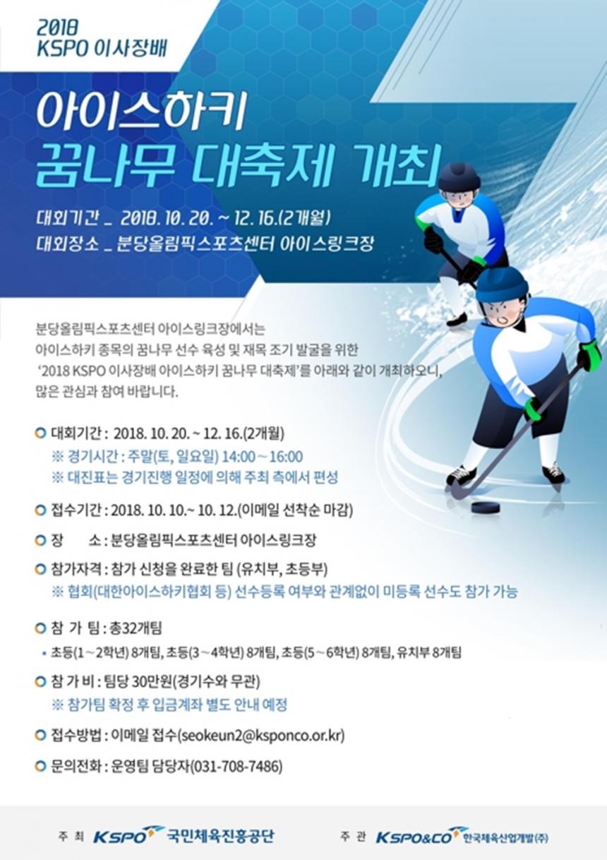 2018 KSPO 이사장배 아이스하키 꿈나무 대축제 개최공고 / 국민체육진흥공단 제공=연합뉴스