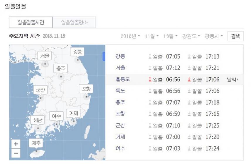 일몰시간 / 네이버 캡처