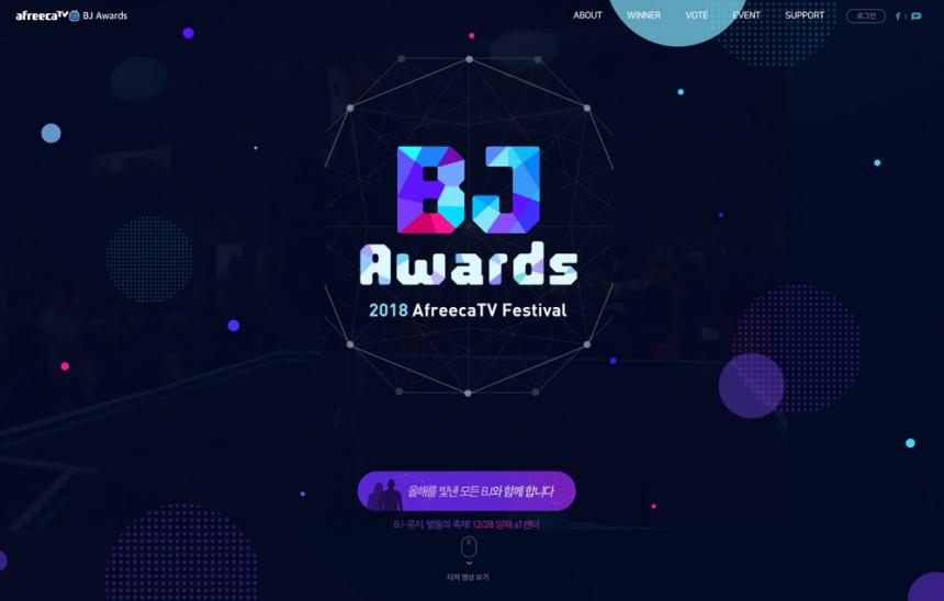‘2018 BJ Awards’ 홈페이지