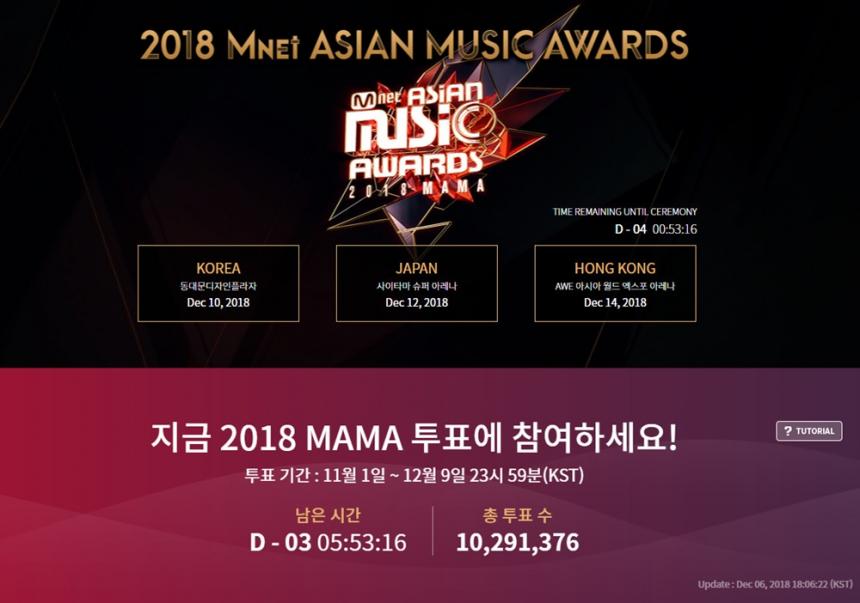 ‘2018 MAMA’ 공식 홈페이지