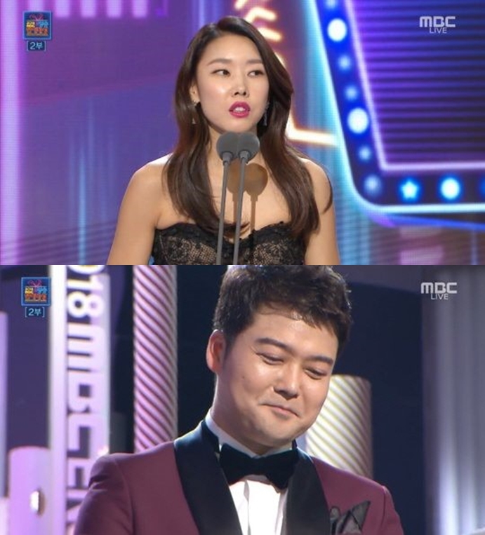 한혜진-전현무 / ‘2018 MBC 연예대상’ 방송 캡처