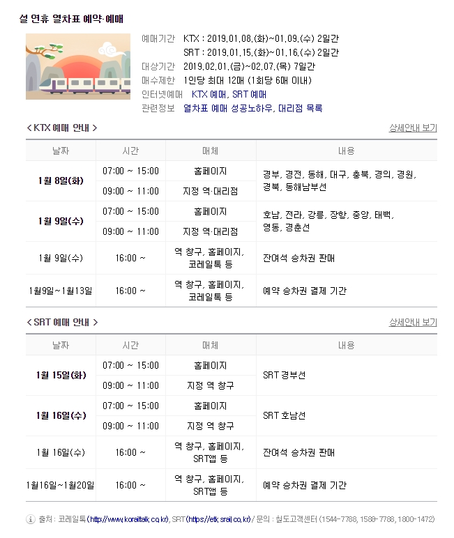 레츠코레일 KTX-SRT 예매 안내 / 네이버 캡처