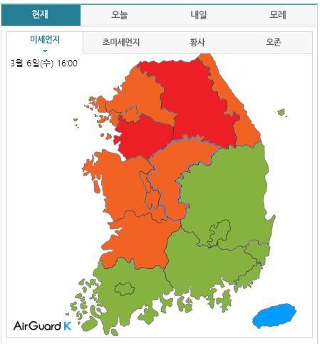 전국 미세먼지 상황 / 케이웨더