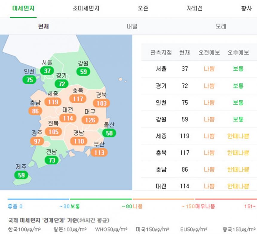 네이버 대기오염정보