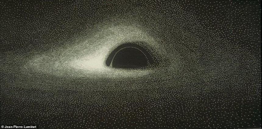 장 피에르 루미 네트(Jean-Pierre Luminet) 박사가 1979년 공개한 블랙홀 시뮬레이션
