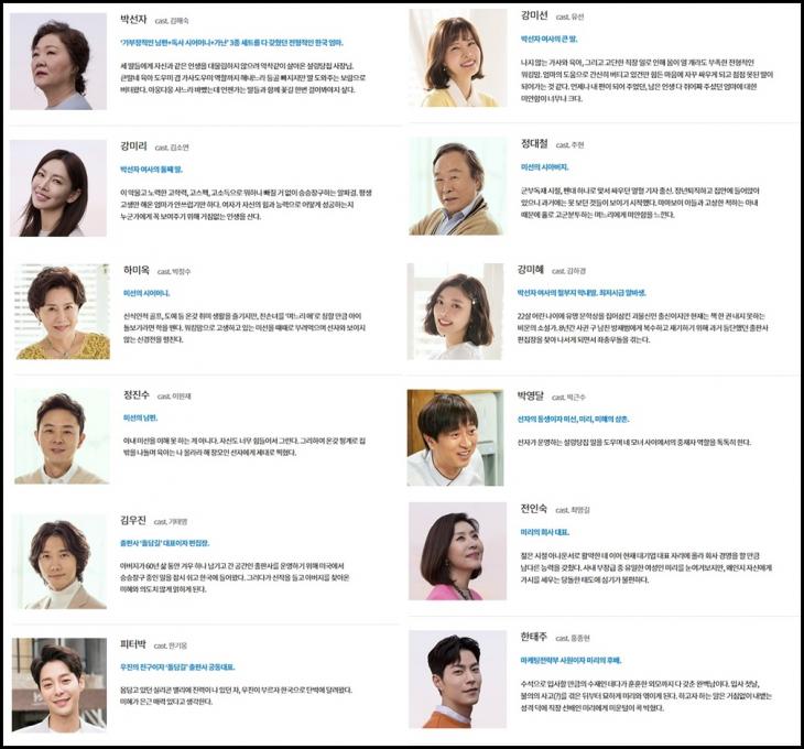 KBS2‘세상에서 제일 예쁜 내 딸’ 홈페이지 인물관계도 사진 캡처