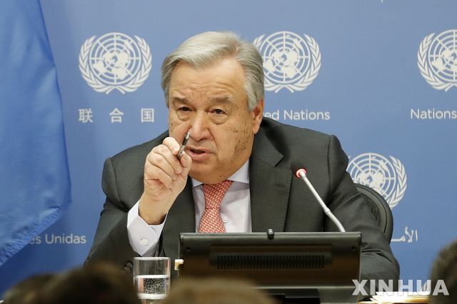 안토니우 구테흐스 유엔 사무총장은 남북미 정상들이 판문점에서 회동한 것을 환영한다고 밝혔다. / 뉴시스