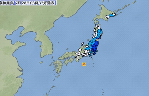日 미에현 앞바다에서 규모 6.5 지진…쓰나미 발생 안해 [일본 기상청 홈페이지 캡처]