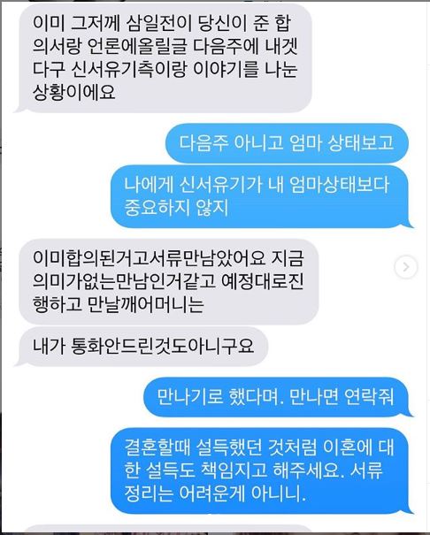 안재현과 구혜선이 주고 받은 문자 메시지 내용 / 구혜선 인스타그램