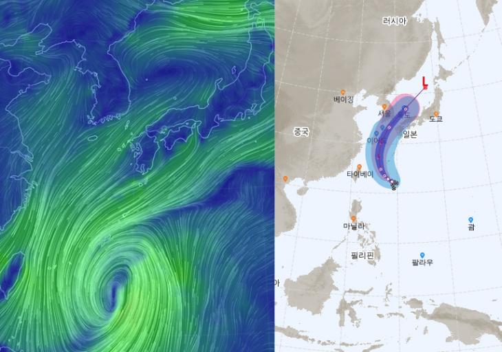 제17호 태풍 '타파' 경로 / 어스윈드맵, 뉴시스