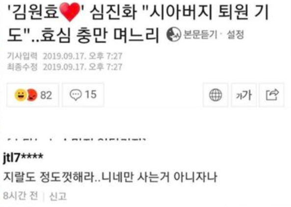 김원효-심진화 악플 캡처 / 김원효 인스타그램