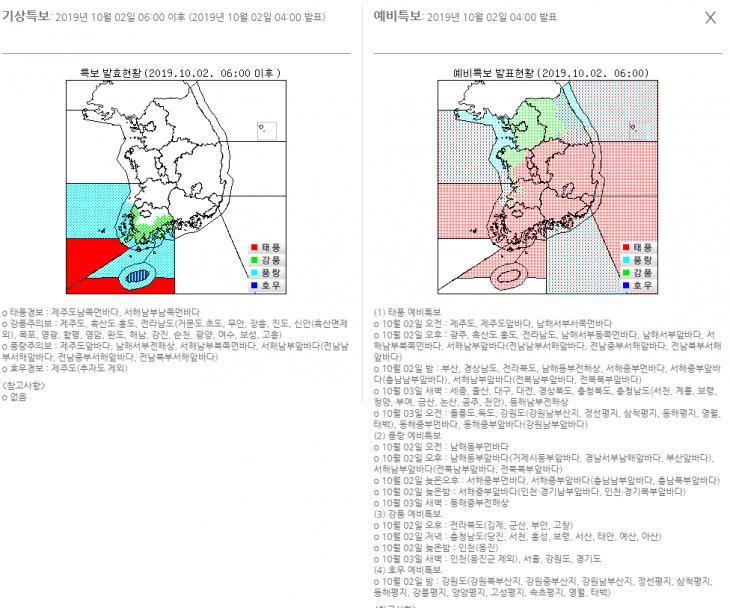 기상청 홈페이지 화면 캡처