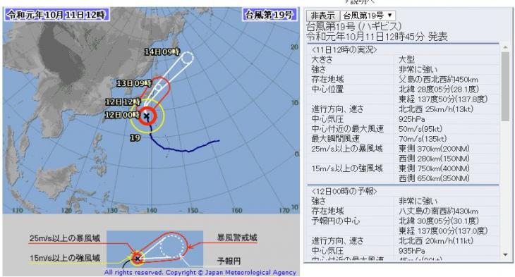 하기비스 정보 / 일본기상청