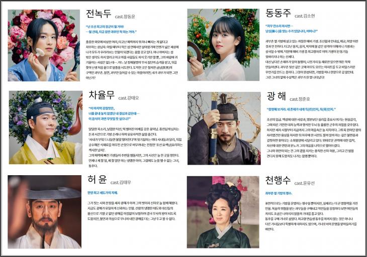 KBS2 ‘조선 로코-녹두전’ 홈페이지 인물관계도 사진캡처