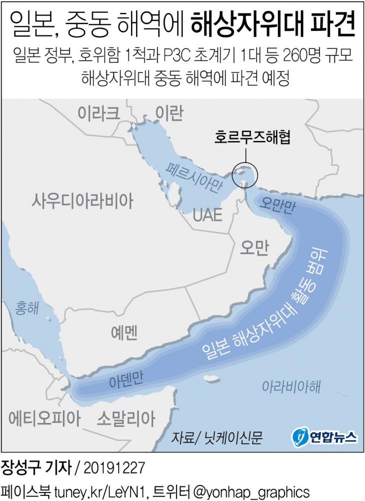 일본, 중동 해역에 해상자위대 파견 / 연합뉴스
