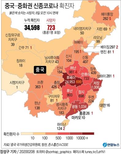 중국과 중화권 신종코로나 확진자 / 연합뉴스