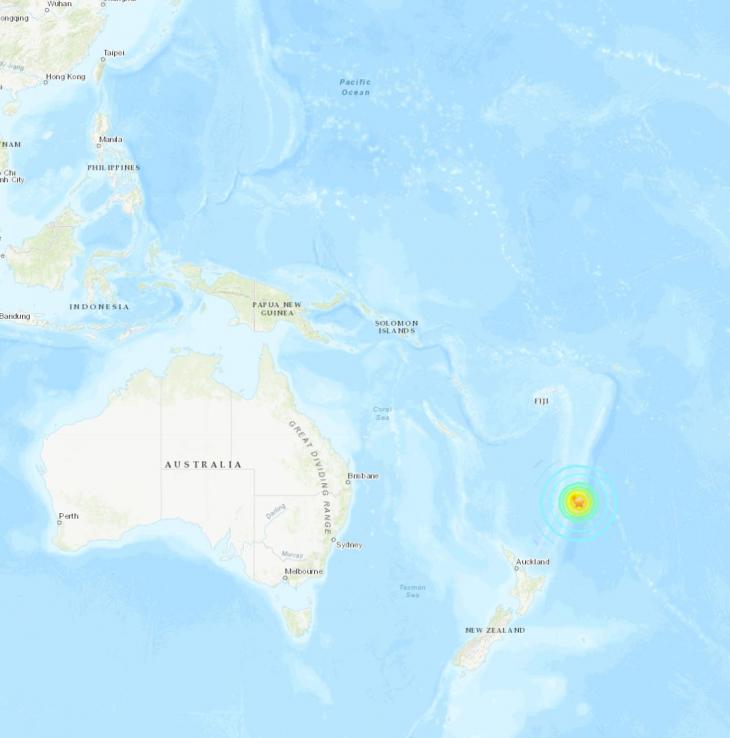 뉴질랜드 지진 발생 위치 / USGS