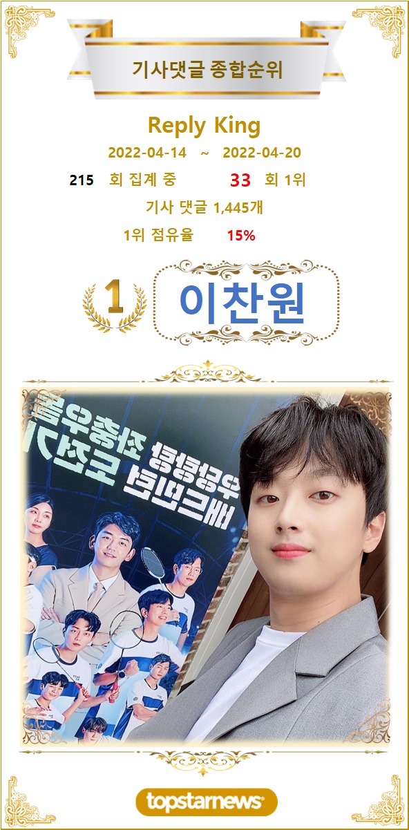 댓글종합순위 1위 이찬원