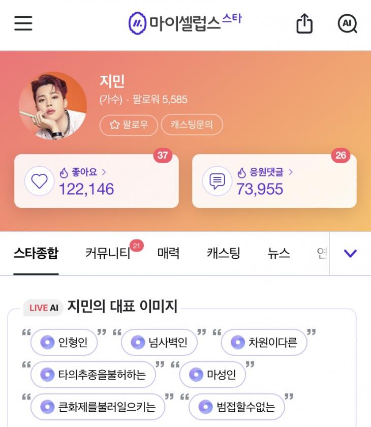 '보컬 남神' 방탄소년단 지민 '폭발적인 가창력의 고음 천재 스타'1위 선정...2주 연속 인기투표 1위