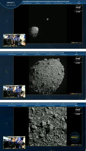 DART 우주선이 다이모르포스에 다가서면서 포착해 전송한 이미지.[NASA 제공/ UPI 연합뉴스]