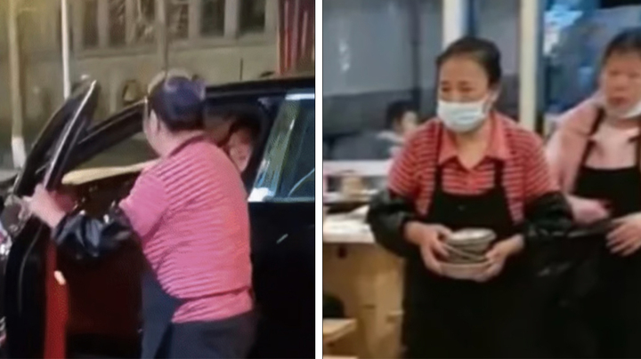 중국 쓰촨성 청두의 한 식당 종업원이 고급 자동차 벤틀리를 타고 출근하는 장면이 소셜미디어 웨이보에 지난 1일 올라와 화제가 됐다. (사진=중국 소셜미디어 웨이보)2023.04.10