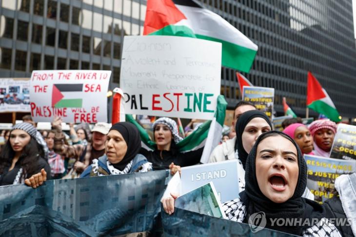 가자지구 병원폭발 사건 이후 번지는 팔레스타인 지지 시위