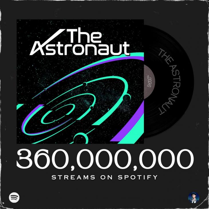 '최정상 솔로 아티스트' 방탄소년단 진, 'The Astronaut' 스포티파이 3억 6000만 돌파..독보적 존재감