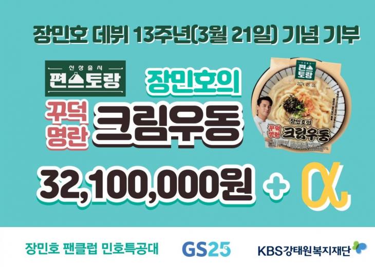 장민호, 팬클럽 '민호 특공대' 트롯 데뷔 13주년 및 편스토랑 우승 제품 3,210만 원 기부 선행
