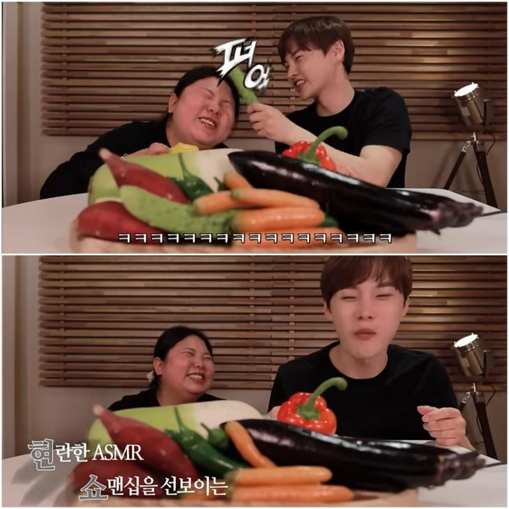 박서진, 텃세 왕자님과 방송 배워가는 동생 박효정이 함께하는 '채소먹방' [유튜브 박서진]