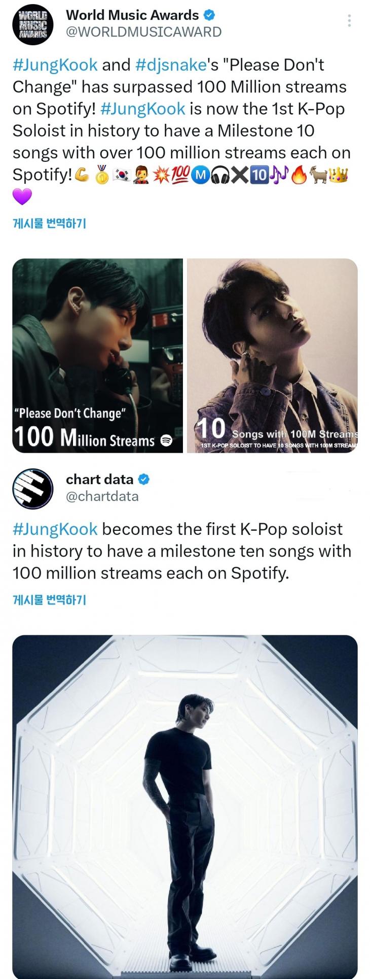 Jungkook do BTS alcança 13 músicas em streaming total, chegando a 100 milhões no Spotify → 'Primeiro' como cantor solo de K-pop... 'Rei da música super poderoso' fazendo um movimento poderoso