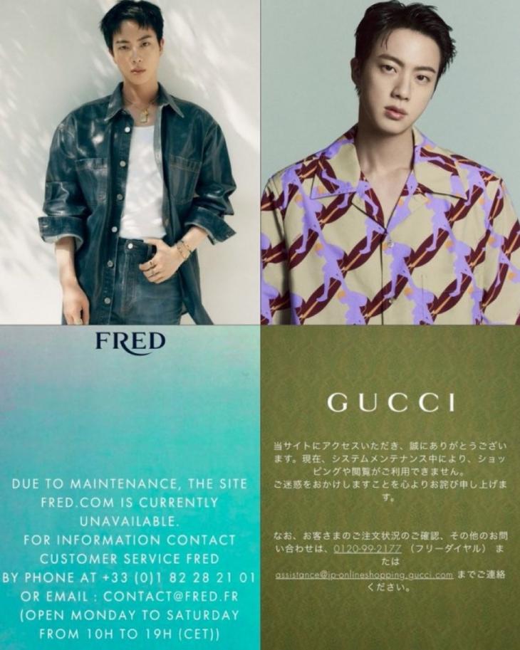 프레드(FRED)와 구찌(GUCCI) 웹사이트 다운