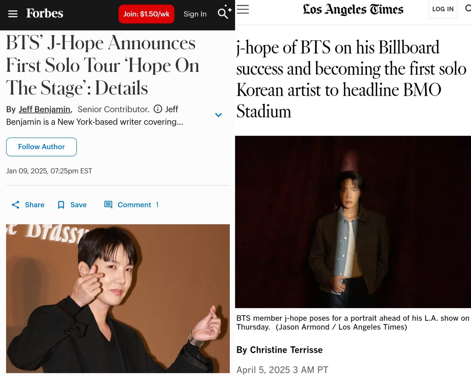 방탄소년단 제이홉 ‘아시아 솔로가수 최초’ 美 스타디움 공연, '나이·성별·국경 넘어' 모인 4만6천 관객 대축제 / 월드투어_LA_포브스LA타임스리뷰