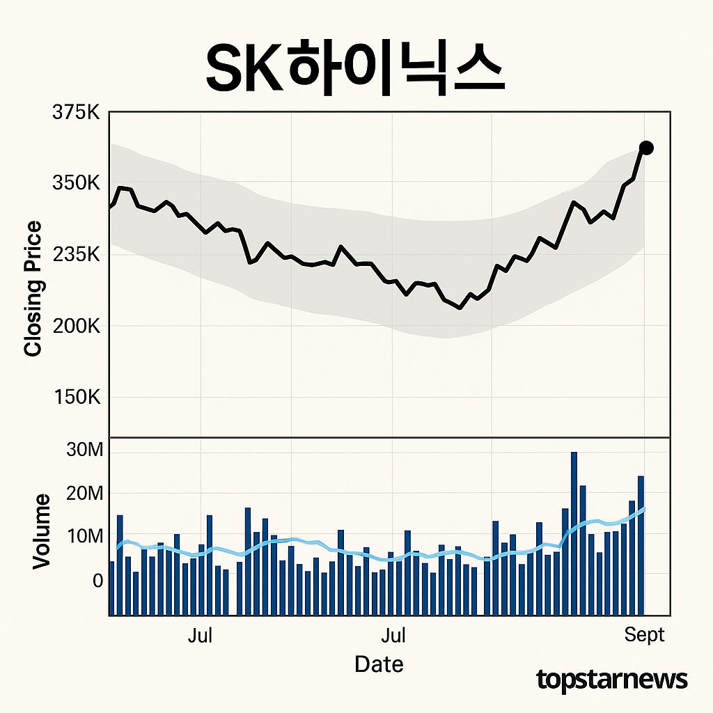 SK하이닉스 1.11% 하락, 35만7천원 장중 거래…HBM 시장 점유율 이슈 부각 - 김시현 기자 - 톱스타뉴스 - 경제/시세