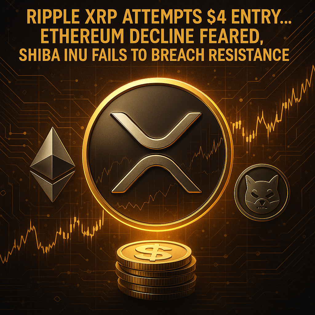 리플 XRP 4달러 진입 시도…이더리움 급락 우려, 시바이누 저항선 돌파 실패 - 김윤교 기자 - 톱스타뉴스 - 국제/시세