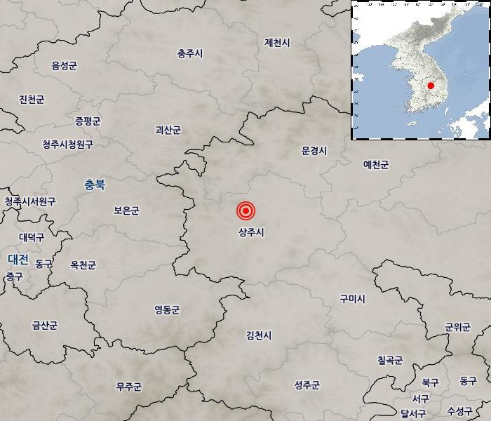 경북 상주 북서쪽 13km 지역, 2.3 규모 지진 발생…피해는 없어 / 기상청