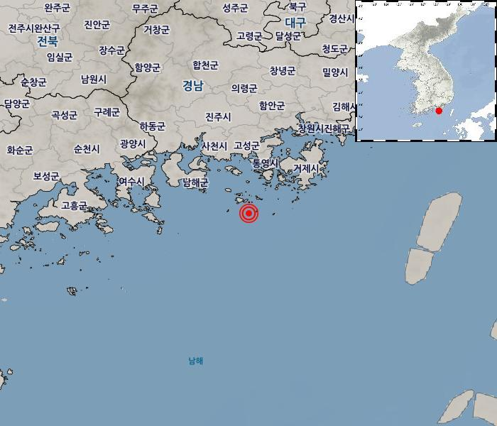 경남 통영 해역서 규모 2.9 지진 발생…피해는 없어 / 기상청