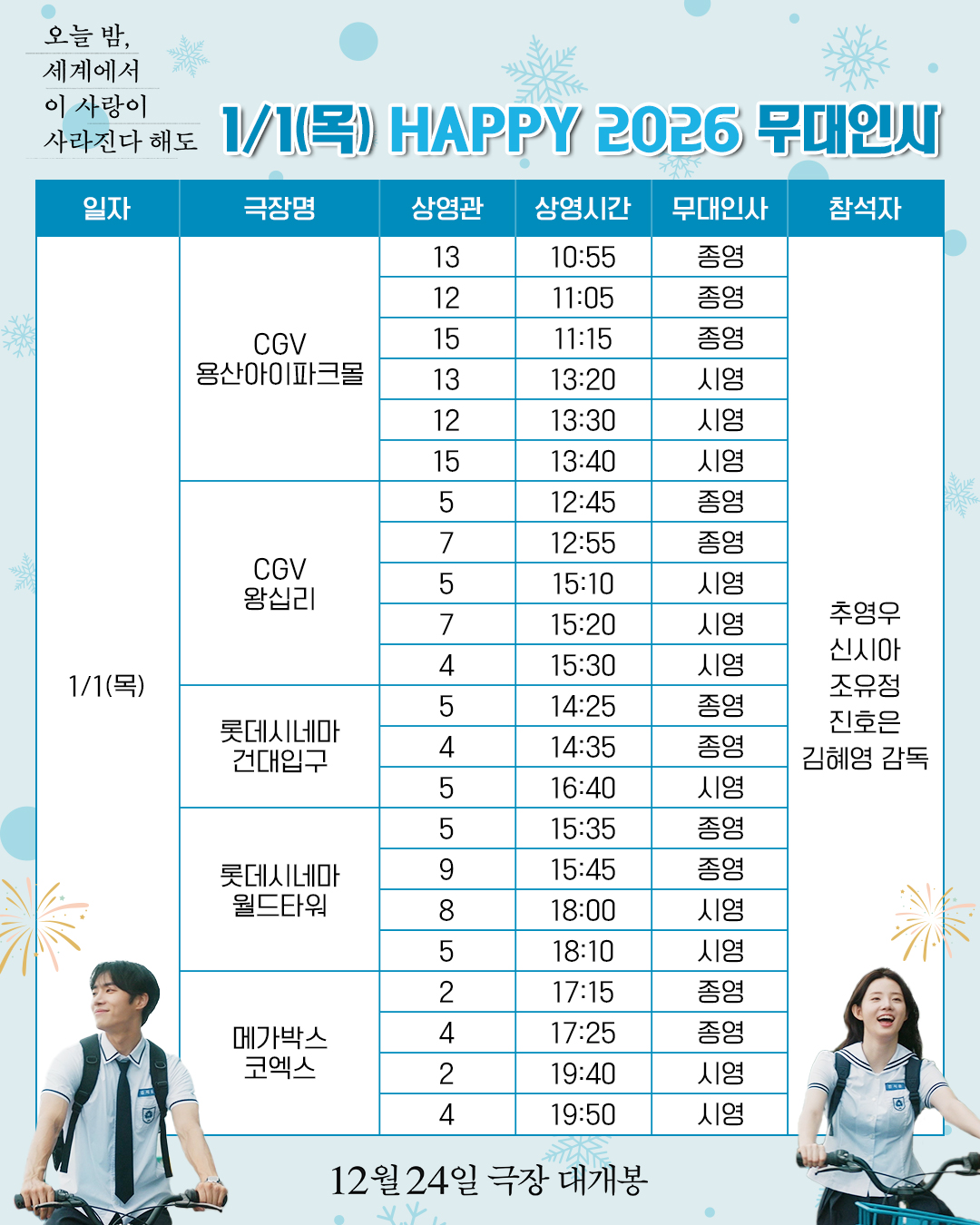 '오세이사' 추영우X신시아, 연말연시 관객들과 함께...무대인사 일정 보... - 뉴스 썸네일 이미지