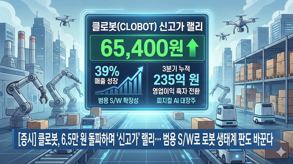[분석] 클로봇, 6.5만 원 돌파하며 '신고가' 랠리... 범용 S/W로 로봇 생... - 뉴스 썸네일 이미지