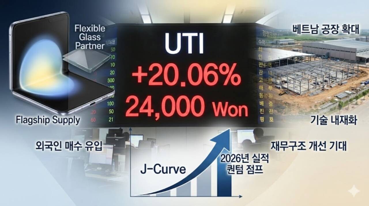 유티아이, 삼성 플래그십 강화유리 공급 부각에 20.06% 급등… 2만 4,000원 회복 - 김성희 기자 - 톱스타뉴스 -  경제/증시/시세
