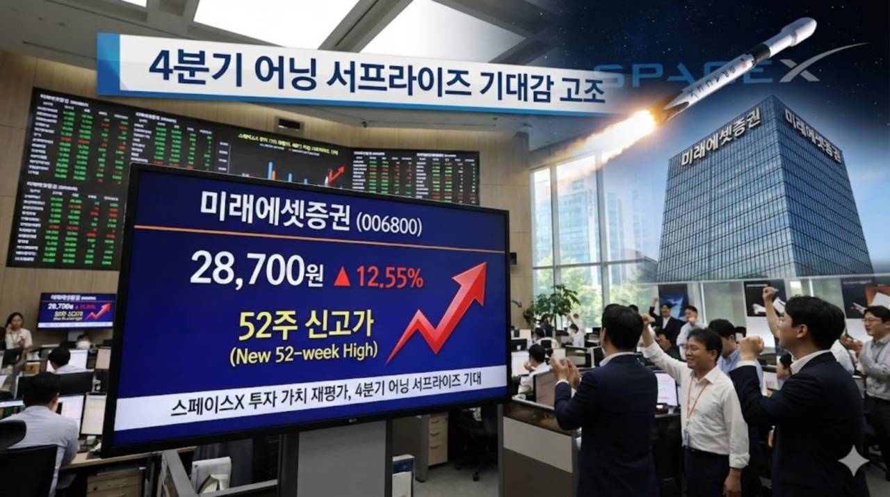 미래에셋증권, 스페이스X 가치 재평가에 12.55% 급등… 52주 신고가 경신 - 김시현 기자 - 톱스타뉴스 - 경제/증시/시세