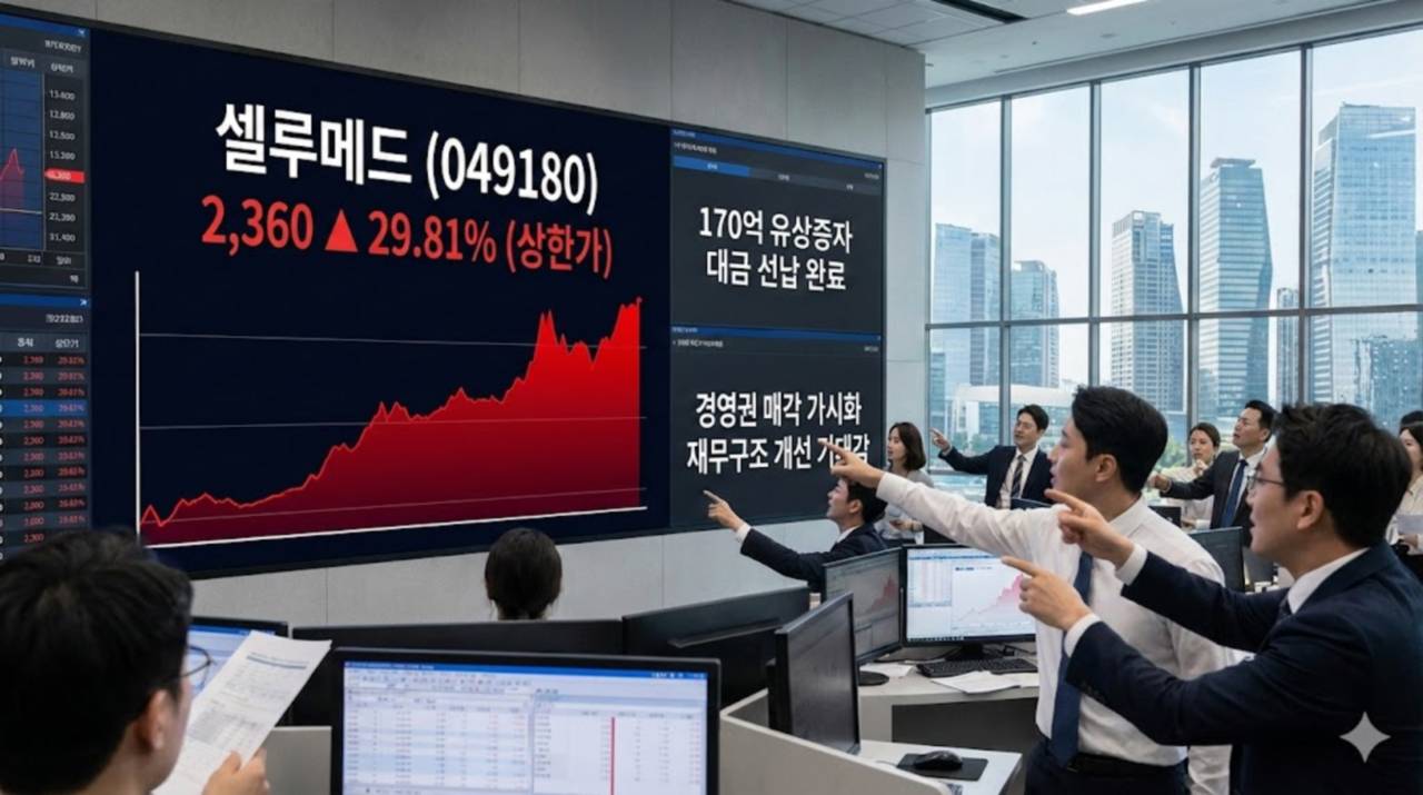 셀루메드, 170억 원 유상증자 대금 선납에 29%↑ 강세… 재무 구조 개선 기대 - 김윤교 기자 - 톱스타뉴스 - 경제/증시/시세